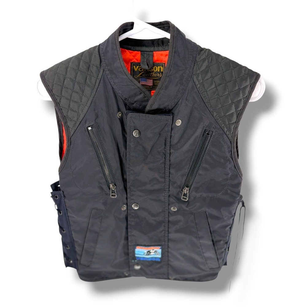 Vanson Leathers Streamliner Vest Sz. 34 Black Quilted Motorcycle Liner USA Racer